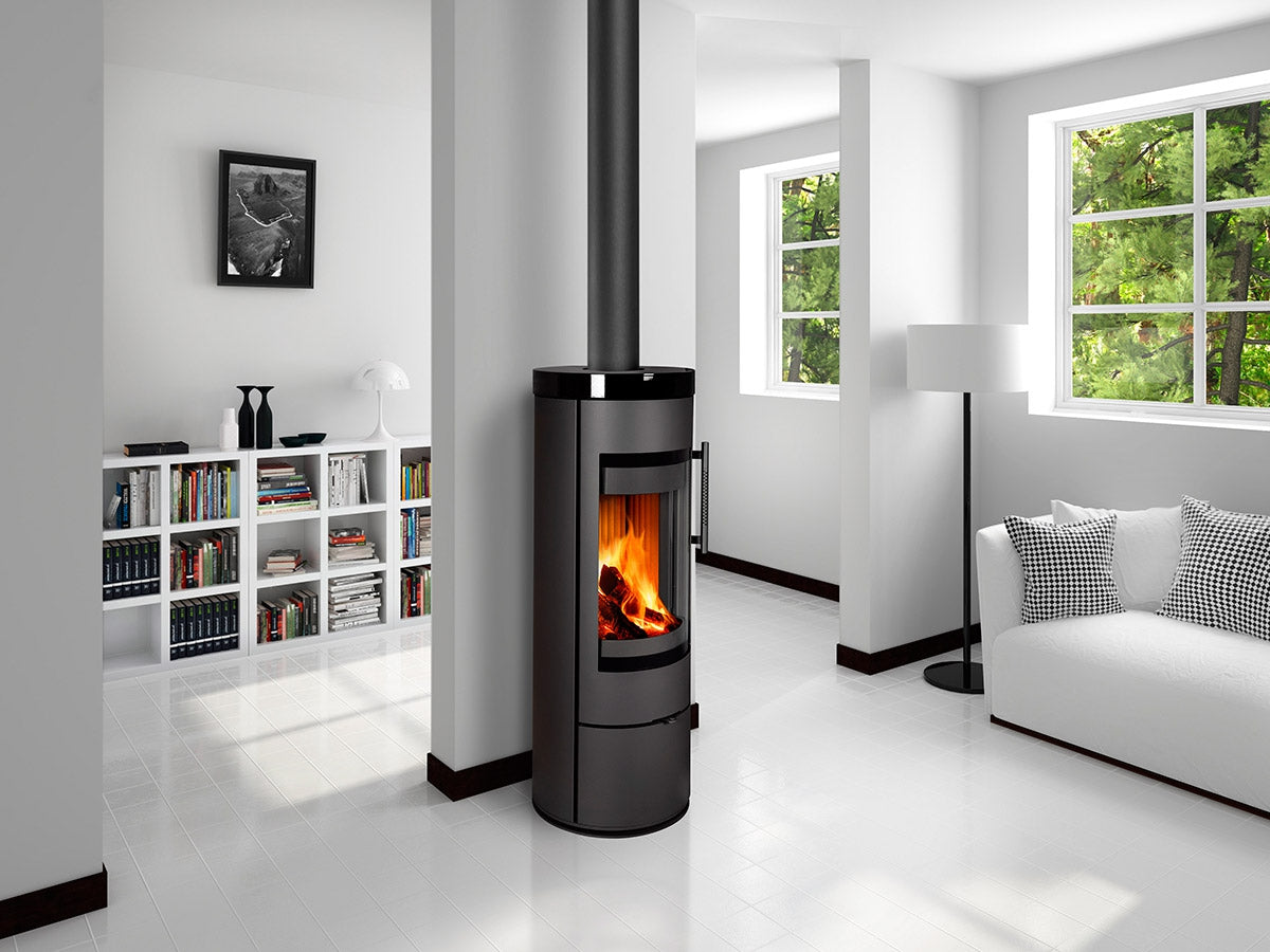Soba Romotop Alea 01 instalata in living luminos minimalist