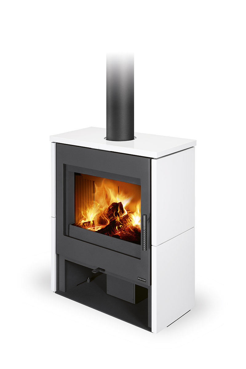 Soba lemne ceramica Romotop Aledo 10 cu linii drepte, vedere frontala