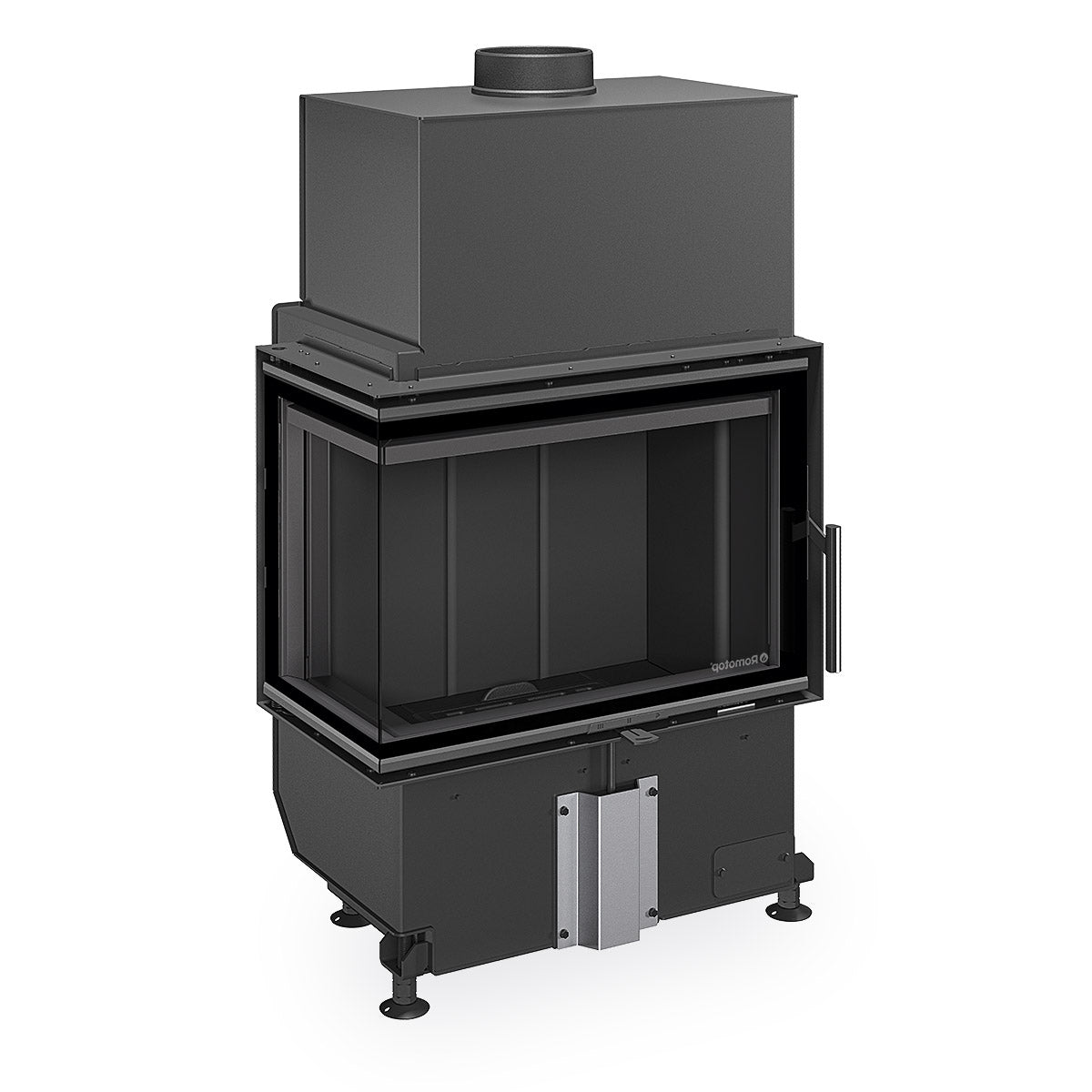 Focar pe colt stanga din gama Romotop HEAT, dimensiuni mici pentru orice spatiu, samota neagra
