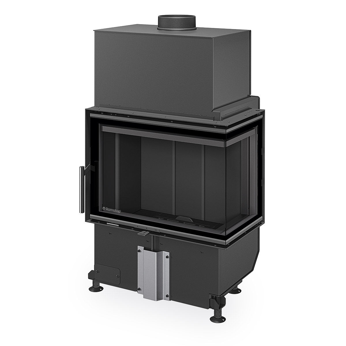 Focar pe colt din gama Romotop HEAT, dimensiuni mici pentru orice spatiu, samota neagra