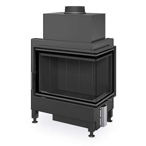 Focar pentru semineu de colt, model HEAT Romotop cu samota neagra