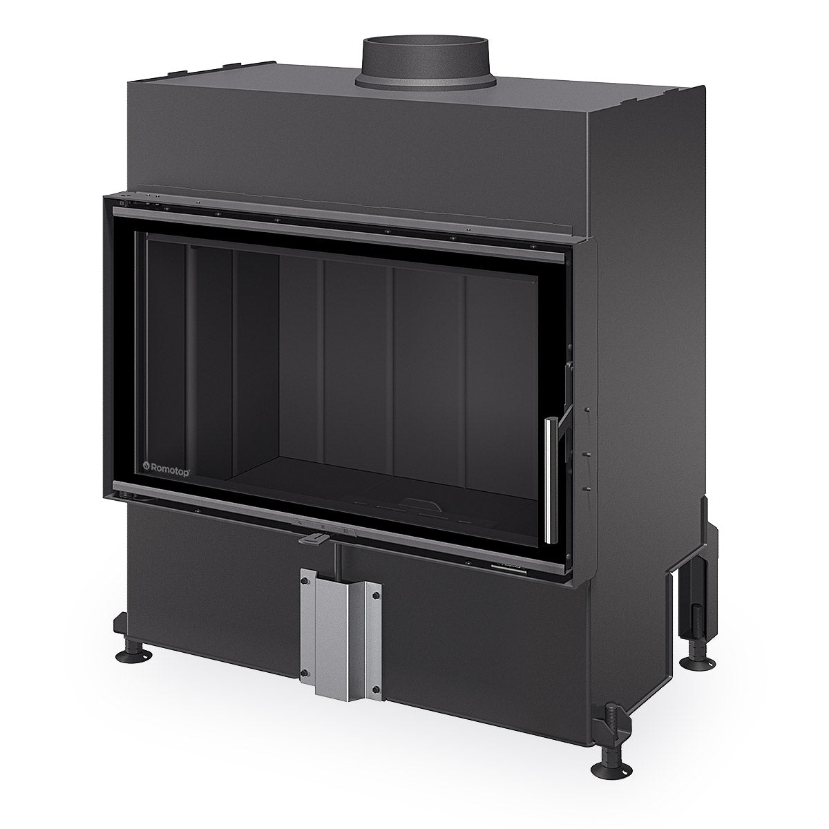 Focar semineu lemne Heat H4X06, geam drept, usa 80x50cm, samota neagra, ideal pentru un living modern.