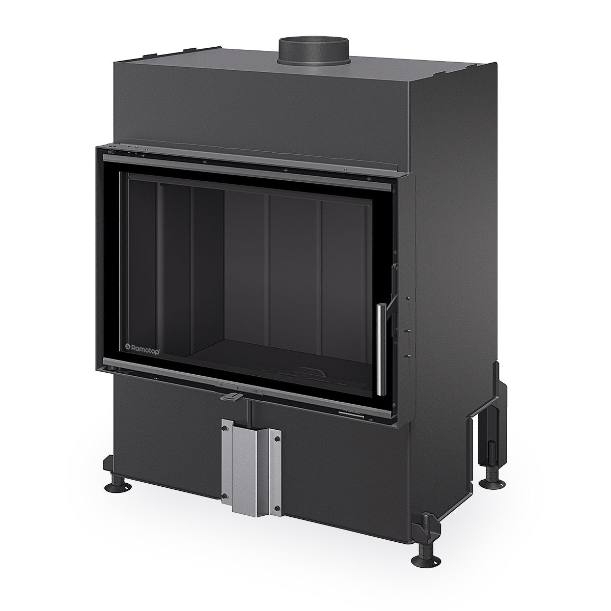 Focar lemne Romotop Heat H4Z 06, cu un singur geam, usa 70x50 cm si interior cu samota neagra, ideal pentru case moderne si incalzire eficienta.