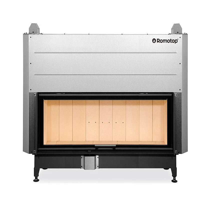Focar pentru semineu pe lemne cu o lungime impresionanta de 140 cm, echipat cu usa glisanta si interior captusit cu samota crem. Design robust si elegant, ideal pentru incalzirea spatiilor generoase.