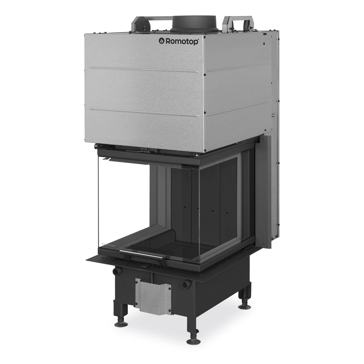 Focar pe lemne cu 3 laturi vitrate HEAT U 3G L 50.52.50.26, randament mare, putere reglabila 4–10.4 kW, design modern, ideal pentru living, sticla panoramica si constructie robusta.