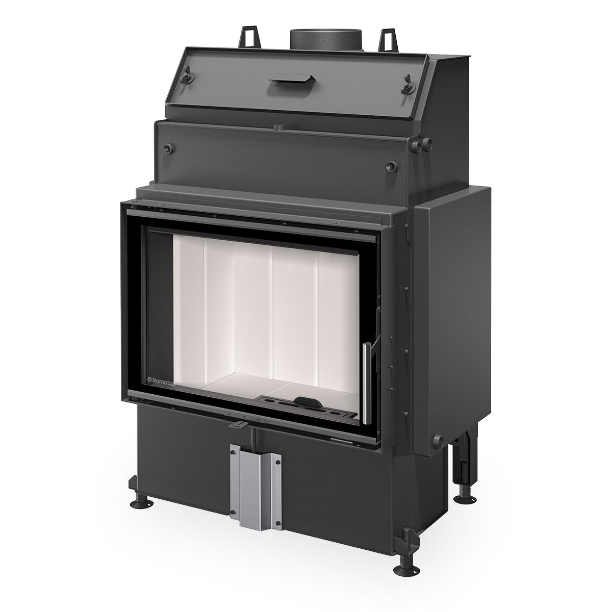 Focar termosemineu Romotop HW2Z01, 70x50 cm, putere 19.0 kW, echipat cu kit de centrala termica pentru incalzirea apei. Constructie solida, interior captusit cu samota pentru eficienta termica ridicata. Design modern, ideal pentru integrarea in sisteme de incalzire centrala, oferind confort termic constant si economie de energie
