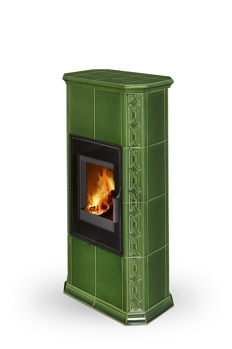 Soba teracota Gremio 4 culoare verde cu usa cu print negru decorativ