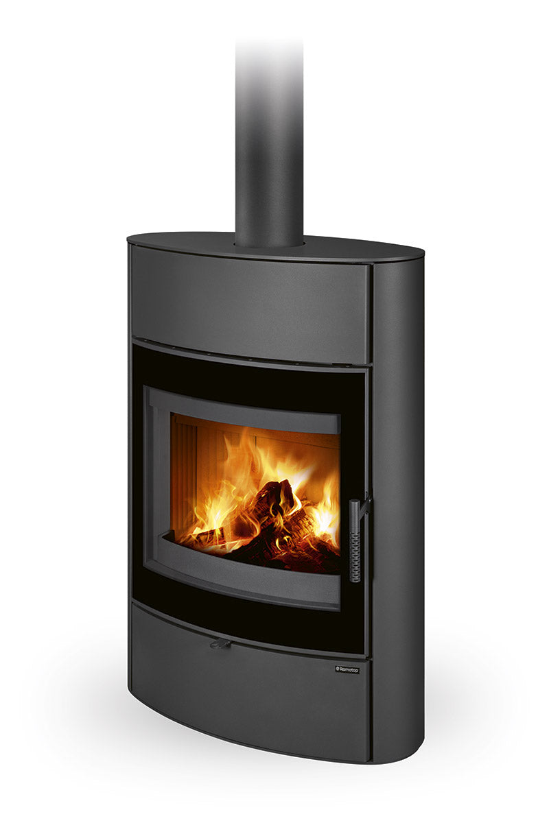 Soba metalica cu acumulare Romotop Navia G H cu sticla design