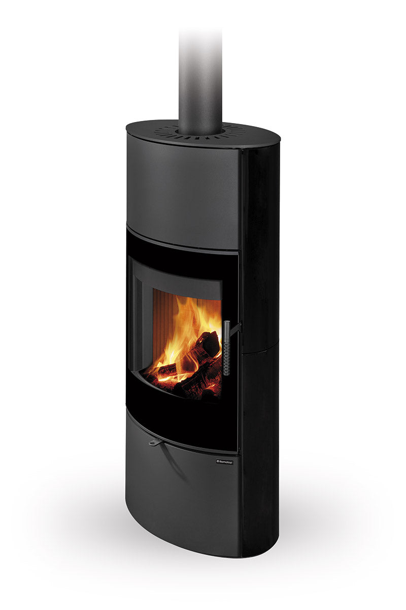 Soba ceramica cu acumulare Romotop Ovalis G H cu sticla design