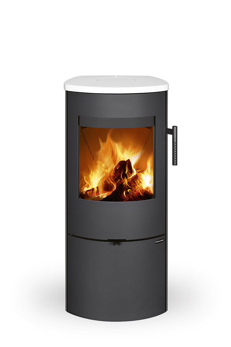 Soba lemne ceramica Romotop Seido 3S 10 cu 3 geamuri, vedere frontala